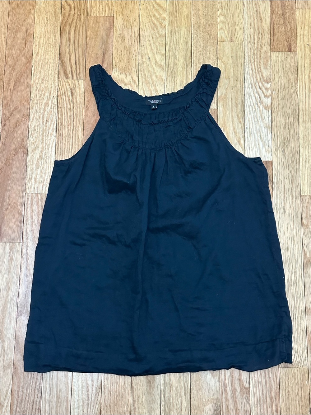 Talbots Black Ruffle-Neck Sleeveless Blouse